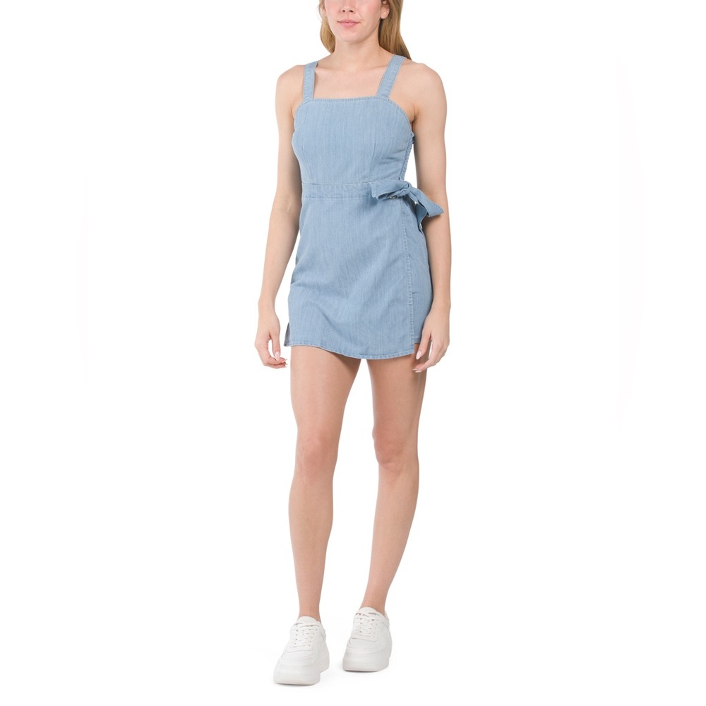Sincerely Jules Light Wash Denim Wrap Skort Romper